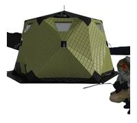 Abri de pêche sur glace portable avec cric de poêle et sol isolé, design hexagonal 420D pour une protection ultime, cabane de glace pratique pour les pêcheurs à la ligne