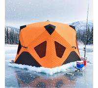 Abri de pêche sur glace portable avec isolation thermique, sol amovible et ancrages à glace pour une protection contre les intempéries