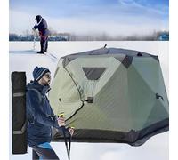 Abri de pêche sur glace, tente de pêche à glace portable pop-up avec design hexagonal isolé, imperméable et coupe-vent pour temps froid, sac de transport et tapis de sol inclus