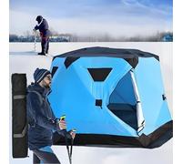 Abri de pêche sur glace, tente de pêche à glace portable pop-up avec design hexagonal isolé, imperméable et coupe-vent pour temps froid, sac de transport et tapis de sol inclus