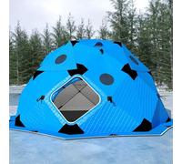 Abri de pêche sur glace, tente de pêche sur glace isolée pour 6 à 10 personnes, cabane de pêche sur glace portable et pliable avec sac de transport et tapis de sol amovible, ancrages pour la glace e