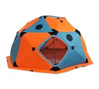 Abri de pêche sur glace, tente de pêche sur glace isolée pour 6 à 10 personnes, cabane de pêche sur glace portable et pliable avec sac de transport et tapis de sol amovible, ancrages pour la glace e