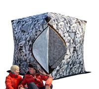 Abri de pêche sur glace, tente de pêche sur glace, tente chaude et pliable pour poissons avec deux portes, abri de pêche grand espace, cabane portable