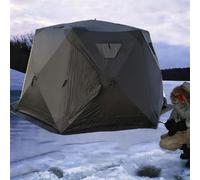 Abri de pêche sur glace - Tente isolée avec tapis de sol et cheminée pour une utilisation en extérieur par tous les temps - Igloo de pêche sur glace facile à installer