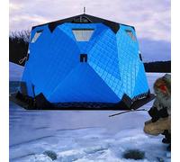 Abri de pêche sur glace - Tente isolée avec tapis de sol et cheminée pour une utilisation en extérieur par tous les temps - Igloo de pêche sur glace facile à installer