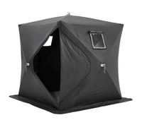 VEVOR Abri de Pêche sur Glace, 2,3 x 2,3 x 2 m, Tente de Pêche Escamotable Portable pour 3 à 4 Personnes, Tissu Oxford 300D Étanche, avec Ancres, Cordes, Sac de Transport, pour Pêche Hivernale, Noir