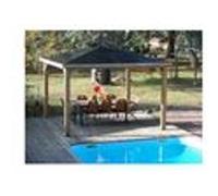 Abri de piscine 14,36 m² bois traité Habrita thb 3535.0 bois G