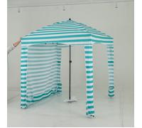 Abri de Plage Pliable 3,5m² COSTWAY-3 Hauteur Réglable-Paroi Latérale Amovible-8 Sacs de Sable-Tissu Polyester Etanche-Vert + Blanc