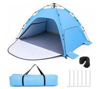 Abri de plage pop-up avec protection UV 50+, tente de plage automatique pour 2 à 3 personnes, abri de plage pop-up XXL avec tapis étendu, tente légère de protection contre le vent pour bébé et famille