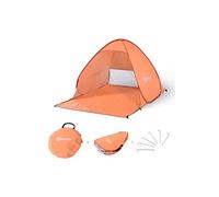 Outsunny Abri de Plage Tente de Plage Pliable Pop-up Automatique instantané Protection UV fenêtre arrière Grand Tapis de Sol Orange
