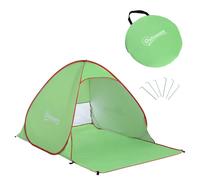 Abri de plage tente - Outsunny - pliable pop-up automatique instantané protection UV fenêtre arrière grand tapis de sol - vert rouge