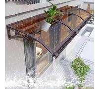 Abri de Porte d'entrée avec Support en Aluminium et Grand évier, revêtement en Polycarbonate, auvent de Porte incurvé, Protection UV, Pluie, Neige, tôle Creuse, 120 x 120 cm