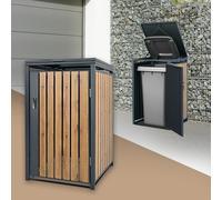 ML-Design Box pour 1 Poubelle, 240L, 68x80x116,3 cm, en Acier, Anthracite/Aspect Chêne,