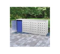 Abri de poubelle quadruple sur roulettes 240 L Acier inoxydable