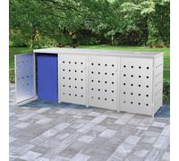 Abri de Poubelle Quadruple sur Roulettes Acier Inoxydable Extérieur vidaXL