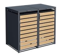 Abri de poubelles - 2 conteneurs - Aspect bois