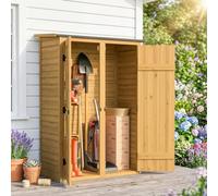 Outsunny – Abri de rangement en bois – 2 étagères, double portes, toit incliné – Marron