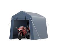 Abri de rangement d'extérieur de 1,8 x 2,4 m, abri de voiture portable avec porte et fenêtres enroulables ventilées à fermeture éclair, bâche imperméable et résistante pour moto, vélo, bois de