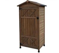 Abri de rangement vertical en bois résistant aux intempéries avec étagères amovibles, armoire de rangement étanche pour pelouse et outils de jardin