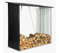 IDMarket – Abri de stockage 2 m³ en acier galvanisé pour bûches gris