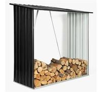 IDMarket – Abri de stockage 2 m³ en acier galvanisé pour bûches gris
