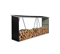 IDMarket – Abri de stockage 4 m³ en acier galvanisé gris pour bûches