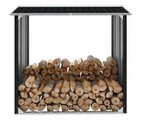 vidaXL Abri de stockage à bois Acier galvanisé 172x91x154 cm Sol ventilé Anthracite