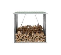 vidaXL Abri de stockage de bois Acier galvanisé Gris Jardin Patio Porte-bûche