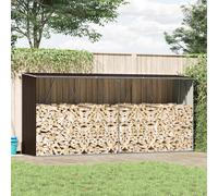 vidaXL Abri de stockage de bois Acier galvanisé 330x84x152 cm Marron