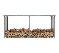 vidaXL Abri de stockage de bois 330×92×153 cm – Acier galvanisé – Gris, durable et facile à monter