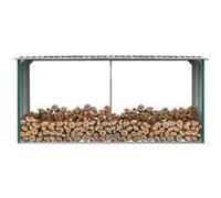 vidaXL Abri de Stockage de Bois Abri de Chauffage de Bois Abri de Jardin Rangement Extérieur Durable Acier Galvanisé 330x92x153 cm Vert