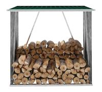 vidaXL Abri de stockage de bois Acier galvanisé Gris Jardin Patio Porte-bûche