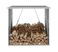 Abri de stockage de bois - vidaXL - 163x83x154 cm - Acier galvanisé - Gris - Durable et facile à assembler
