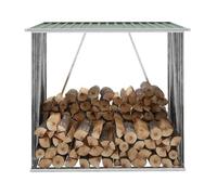 vidaXL Abri de stockage de bois Acier galvanisé Gris Jardin Patio Porte-bûche