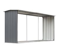 Abri de stockage de bois - vidaXL - 330x92x153 cm - Acier galvanisé - Gris - Durable et facile à assembler