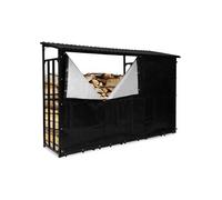 IDMarket - Abri de stockage en acier galvanisé pour bûches L. 274 cm - Housse 150 g noire
