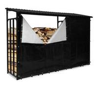 Abri De Stockage En Acier Galvanisé Pour Bûches L. 274 Cm Avec Housse De Protection 150 Gr Noir