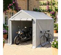 Abri de voiture/garage imperméable 190×296×200 cm, abri de rangement extérieur, auvent de rangement extérieur résistant aux UV avec portes à fermeture éclair enroulables, structure en métal galvanisé