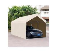 Abri De Voiture Robuste en Métal, avec Bâche Extérieure sur Trois Côtés, pour Voiture, Tracteur, Camping-Car, SUV(White,9.8x19.7x6.5ft)