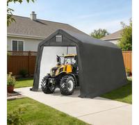 Abri de Voiture Robuste, Garage Portable avec Portes à Double Fermeture éclair enroulables, abri de Rangement extérieur pour vélos, Outils, Bois, Gris