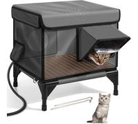 Abri d'extérieur chauffant pour chat avec isolation et porte d'évacuation sûre, niche imperméable pour protéger l'hiver des chats errants ou des granges