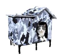 Abri d'extérieur pour chat - Caverne fermée coupe-vent | Niche extérieure pour chaton, terrasse, jardin, parc, zone résidentielle, garage, grange, coin de rue
