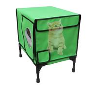 Abri d'extérieur pour chat - Maison d'hiver pour chat sauvage | Boîtier surélevé isolé pour chat, boîtier étanche avec porte d'évacuation en métal, assemblage facile, entrée arrondie pour porche, cour