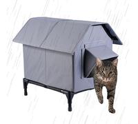 Abri d'extérieur pour chat - Niche imperméable pour chats sauvages | Tissu Oxford avec film d'aluminium en coton perlé EVA - Enclos chauds surélevés, communauté, balcon, terrasse, jardin, cour