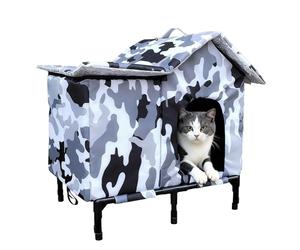 Abri d'extérieur pour chaton - Chaud et coupe-vent - Abri pour chat au-dessus du sol pour terrasse, balcon, jardin, parc, zone résidentielle, garage, grange, coin de rue