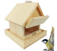Abri d'extérieur pour oiseaux - Cottage décoratif en bois, nichoir de jardin à suspendre, abri rustique résistant aux intempéries, structure de nidification pour oiseaux chanteurs en bois massif avec