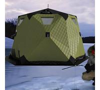 Abri d'hiver pour la pêche sur glace, tente isolée avec tissu, fenêtres et ventilation pour petit groupe ou famille