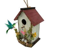 Abri d'oiseaux d'extérieur, Abri d'oiseaux en bois - Abri d'oiseaux d'extérieur en bois mignon suspendu - Cage d'oiseaux de protection décorative, Décoration de jardin multif