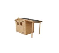 Abri bois massif avec plancher et bûcher 5.04 m² - HABED2416-01-B