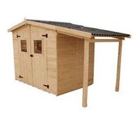 Abri bois massif avec plancher et bûcher 5.04 m² - HABED2416-01-B